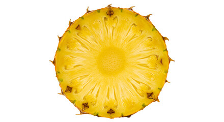 Bright Yellow Pineapple Slice with Juicy Flesh and Textured Rind