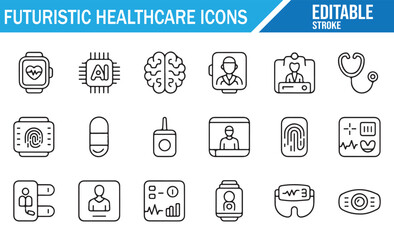 Digital Healthcare, Smartwatch, and Diagnosis Device Vector Design