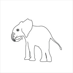 Baby Elephant Outline Illustration