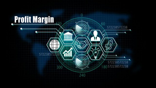 profit margin Lifecycle on Futuristic Radar Technology Background. 