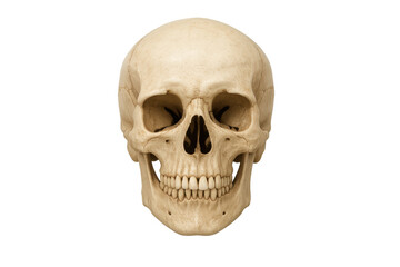 Obraz premium Human skull bone anatomy showing head structure, medical education concept, death halloween symbol transparent background