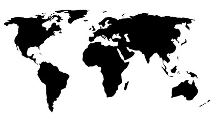 World Outlines. A minimalist world map, rendered as white lines with a dark fill on a transparent background. The simplicity of the form emphasizes the universality and interconnectedness of all conti