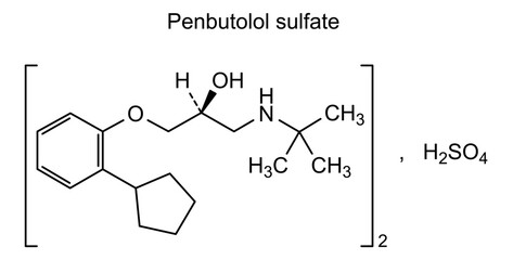 Penbutolol sulfate, chemical structure of penbutolol sulfate, drug substance