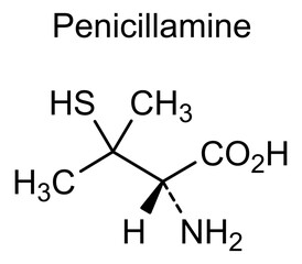 Penicillamine, chemical structure of penicillamine, drug substance