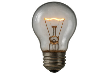 Glowing incandescent light bulb illuminating, symbolizing new ideas, energy, and inspiration on transparent background