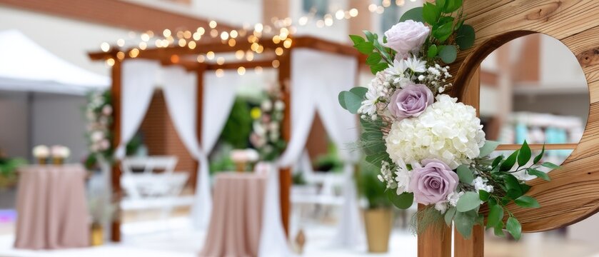 A colorful wreath made of dried flowers is arranged on a weathered wooden background, adding charm to the rustic decor