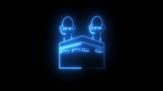 Glowing neon Kaaba icon isolated on black background. Islamic Kaaba Mecca Icon.4k motion graphic video animation .