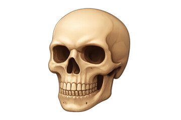 Obraz premium Human skull illustration representing anatomy, death, and medicine with a transparent clear background