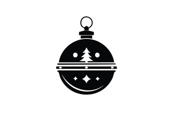 Fototapeta premium Simple Christmas Ornament Icon with Single Tree and Stars Holiday Bauble