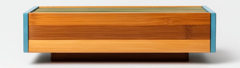 Wooden Box with Blue Trim and Green Contents, Storage, Organization