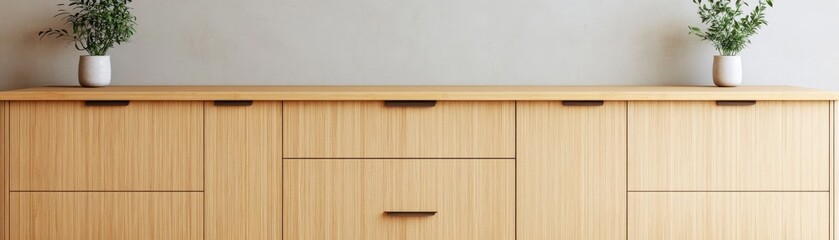 Wooden Cabinet with Plant Decor, Interior Design ,Furniture