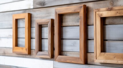 Wooden Frames on Textured Wall - Rustic Home Decor , interior