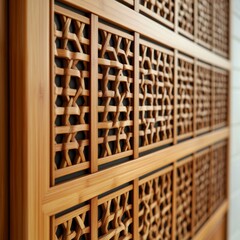Wooden Lattice Wall Intricate Weave Design,Asian Style ,Woodwork