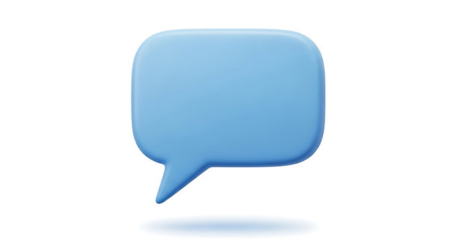 A 3d rendered blue speech bubble with a shadow
