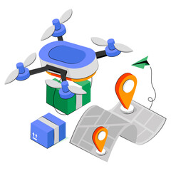 Modern design illustration of drone delivery