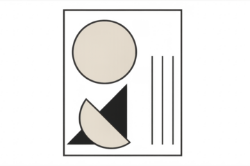 Abstract black and white geometric shapes composition background