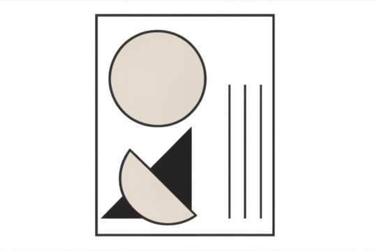 Abstract black and white geometric shapes composition background - Powered by Adobe