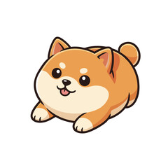 Adorable Fluffy Shiba Inu Puppy Illustration with Cute Round Body