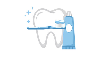 Toothbrush with toothpaste on a tooth illustration.
