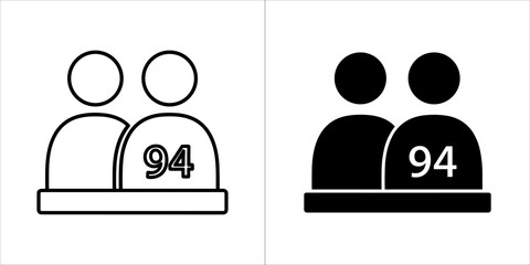 Two people icons with the number 94 on their backs, one outlined and one filled