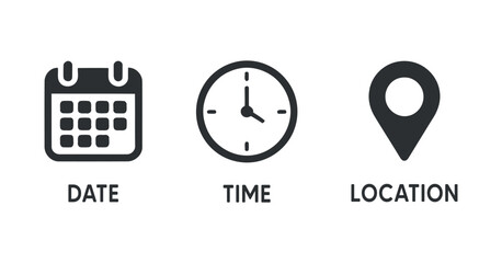 Date Time Location Icon Vector Set Interface Appointment Marker