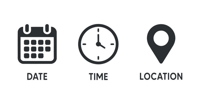 Date Time Location Icon Vector Set Interface Appointment Marker
