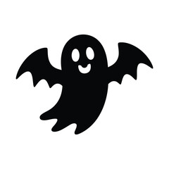 Ghost flying with wings halloween silhouette