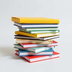 Stack Colorful Notepads White Background