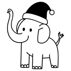 Baby Elephant in Santa Hat Doodle