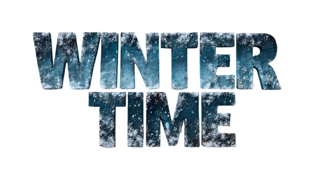 winter time typography isolated on white background 