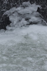 icy water flowing in the river