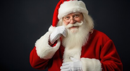 Smiling Santa Claus in festive red suit