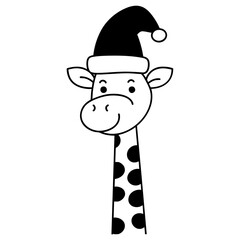 Baby Giraffe in Santa Hat Doodle © edt