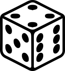 Dice Icon – Vector Illustration of Gambling Cube Symbol in Black Outline Style