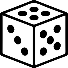 Dice Icon – Vector Illustration of Gambling Cube Symbol in Black Outline Style