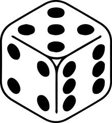Dice Icon – Vector Illustration of Gambling Cube Symbol in Black Outline Style