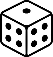 Dice Icon – Vector Illustration of Gambling Cube Symbol in Black Outline Style
