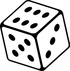 Dice Icon – Vector Illustration of Gambling Cube Symbol in Black Outline Style
