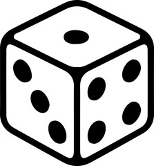 Dice Icon – Vector Illustration of Gambling Cube Symbol in Black Outline Style