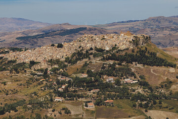 View at Calascibetta, Sicily, Italy taken from Enna