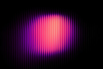 Radiant glass texture with glowing salmon, purple, and pink tones. Fluid energy and delicate color flow in a luminous display. Vertical waves create a textured surface in this abstract image