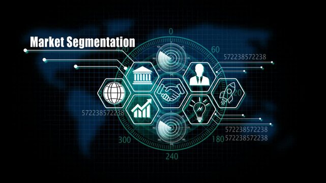 market segmentation Lifecycle on Futuristic Radar Technology Background. 