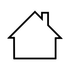 Simple outline of a house geometric shape with chimney and sloping roof vector