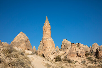 Rock formations in cappadocia turkey