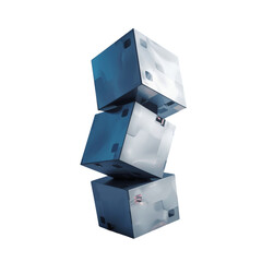 The moving cubes are stacked on top of each other