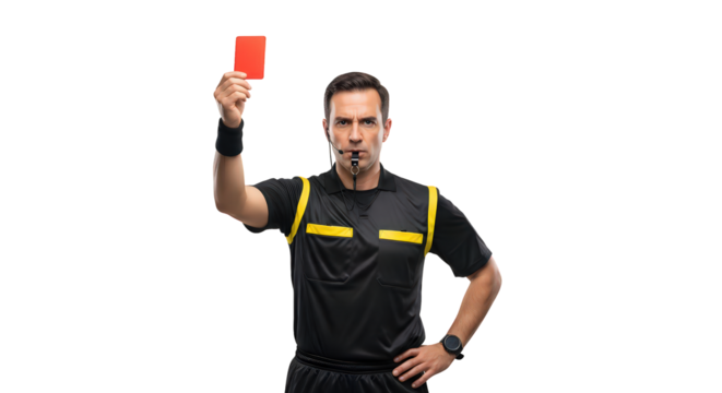 Referee showing red card with transparent background - Powered by Adobe
