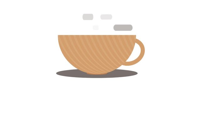Minimalist animated coffee cup icons with transparent backgrounds designed for applications, featuring smooth motion graphics.
