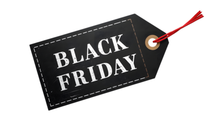 Black friday sale tag, isolated on transparent background