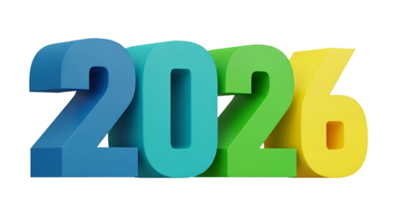 Minimalist 3D Color Block 2026 Number for Simple Business Presentation