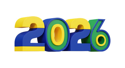 3D Year 2026 Blue and Yellow Cylinder Design for Sports and Corporate Events